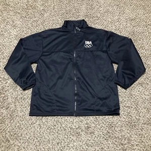 Felpa Vintage Blu Navy USA Comitato Olimpico Squadra Zip XL Maglia MADE IN USA - Foto 1 di 5