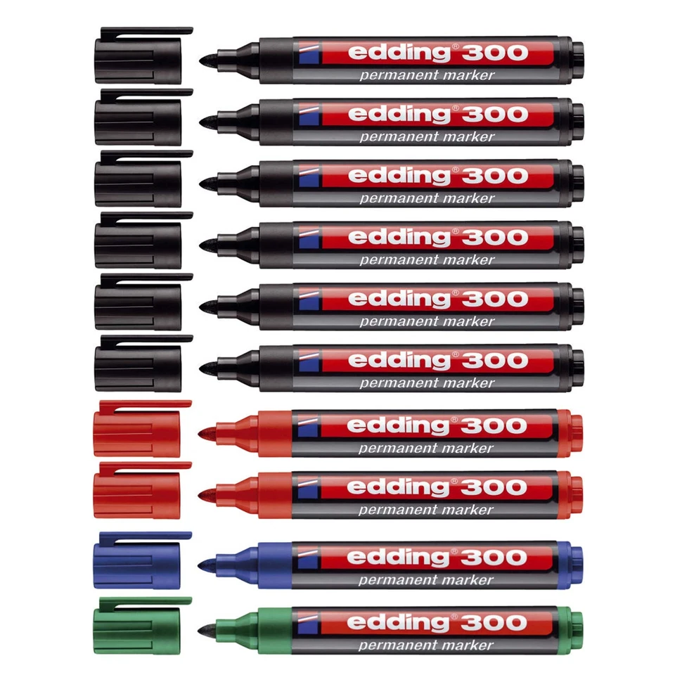 10 x Edding 300 Permanentmarker Filzstift nachfüllbar 1,5 - 3 mm farbig sortiert - Bild 1 von 2