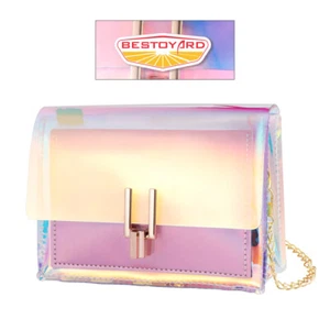 Damen Jelly transparente Schultertasche transparent Handtasche Beuteltasche Regenbogen Geldbörsen - Bild 1 von 10