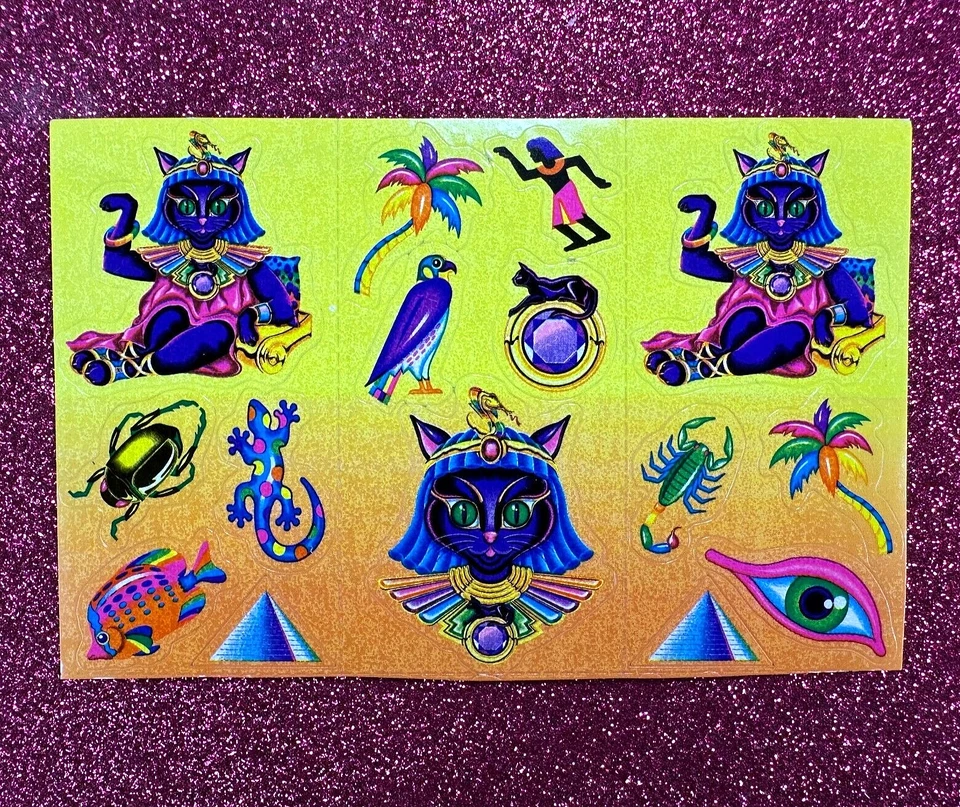Pegatina Lisa Frank Cleocatra Cleopatra Gatito Gato Pirámide Joyas Escarabajo Egipcio Foto 1 de 4