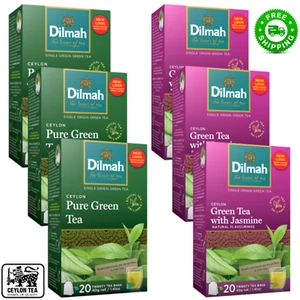 Dilmah Ceylon Green Tea with Jasmine & Pure Green Tea 20 Tea bags x 06 packs - Picture 1 of 9