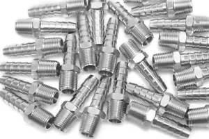 (25 Pack Ships Fast) 1/4 inch Hose Barb x 1/4 NPT Male 304 Stainless Steel - Picture 1 of 3