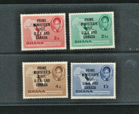 Ghana #28 - 31 Mint NH Complete 1958 Overprint Prime Minister Visits USA Canada Cover