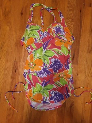 Traje de baño Tankini floral brillante talla 14 Lane Bryant con copa forrada sin alambre Foto 1 de 4