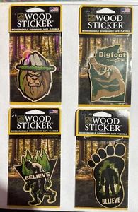 BIGFOOT Wood 4 Stickers Lot, BELIEVE Dust City Brand - Picture 1 of 5