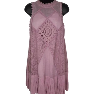 FREE PEOPLE Size XS Angel Lace Sleeveless Mini Dress Rose - Picture 1 of 11