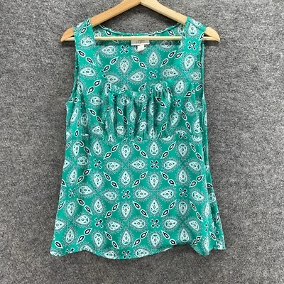 Blusa Loft Mujer 8 Verde Geométrica Sin Mangas Correa Ancha Cuello Redondo Informal Foto 1 de 4