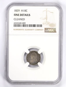 1829 Capped Bust Half Dime H10C NGC Fine Details F Cleaned - Picture 1 of 4