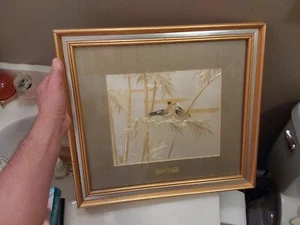 Vintage FRAMED LIMITED EDITION CHOKIN ART Birds BY YOSHINOBU HARA 17.5" X 16" GC - Picture 1 of 10