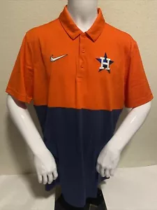 Houston Astros Nike Dri Fit Polo Orange Navy Baseball MLB Mens Size Large New - Picture 1 of 10