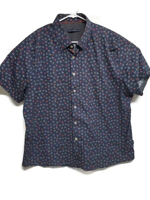 Stone Rose Button Collar Shirt Blue Floral Skull Tech Men's 2XL - Image 1 of 4