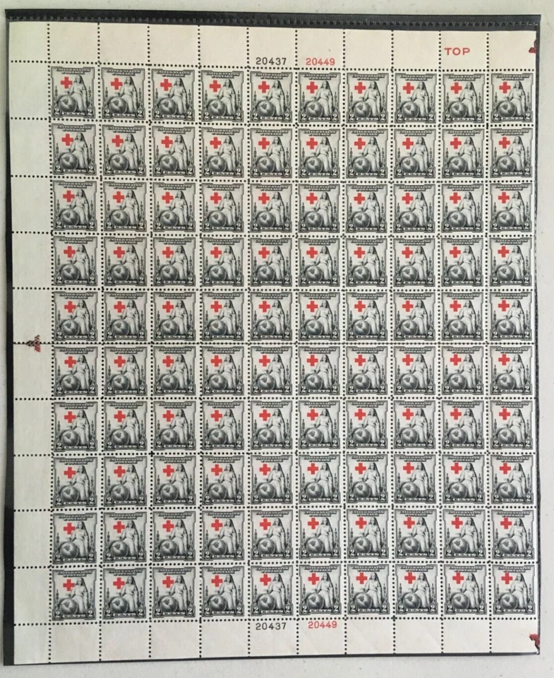 #702 Red Cross Complete Sheet of 100 stamps MNH OG - Image 1 of 2