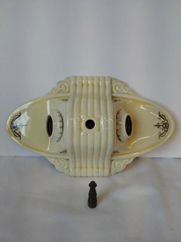 Vintage 1930s Porcelier Porcelain Ivory Ceramic Double Socket Ceiling Light Cover