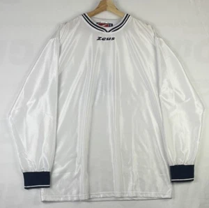 Vintage ZEUS Sport White Soccer Jersey Goalie Longsleeve #4 ITALY Made Sz L - Picture 1 of 12