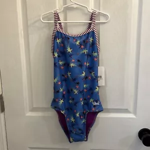 NWT Dolfin Uglies Girls One Piece Swimsuit Size 14 Blue Stargazer Print UPF 50 - Picture 1 of 20