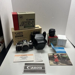 Canon AE-1 Program 35mm Film Manual Focus SLR Camera with 50mm F1.8 Lens - Picture 1 of 22