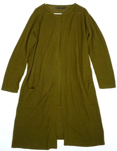 Vestido Gudrun Sjoden Verde Musgo Tejido Algodón Manga Larga Capa Abierta Estilo Talla XL - Imagen 1 de 6