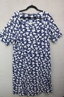 Land's End Short Sleeve Floral Midi Dress-Size 1X-Cottagecore-Comfy — 第 1/4 张图片