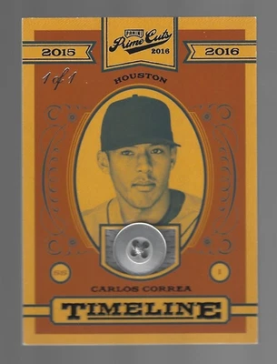Carlos Correa 2016 Panini Prime Cuts Materials Button 1/1 💲 - Image 1 of 3