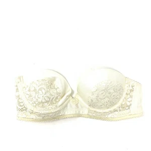 Vintage Karneval BH Damen Gr. 32B trägerlos creme Spitze leicht gefüttert - Bild 1 von 6