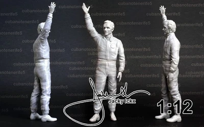 MODELLO IN RESINA JACKY ICKX per Ford GT40 GMP SOLIDO IXO CMR LE MANS SCALA 1:12 - Immagine 1 di 4