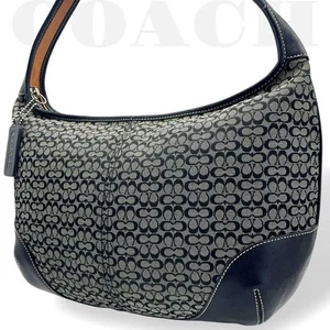 Bolso de hombro vintage Coach 6617 Signature Ergo Hobo de lona negra - Imagen 1 de 12
