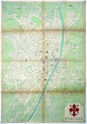 Antiguo mapa a color de principios de 1930 de FIRENZE - FLORENCIA Toscana Italia Foto 1 de 4