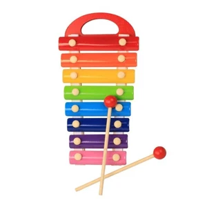 8 Note Metal Xylophone Music Enlightenment Orff Music Instrument Rainbow Wood - Picture 1 of 13