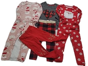 7-teilig kleine Mädchen Größe 3T Langarmshirts & Hosen Outfits Pyjamas Urlaub Weihnachtsmann  - Bild 1 von 23