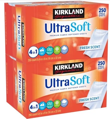 Hojas suavizantes de telas Kirkland Signature 250 quilates (2 paquetes) Foto 1 de 3