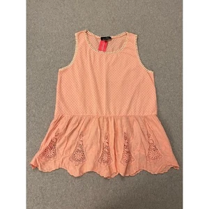 Suzanne Betro Tanktop Damen 1X ärmellos bestickter Saum Baumwollmischung rosa neu mit Etikett - Bild 1 von 16