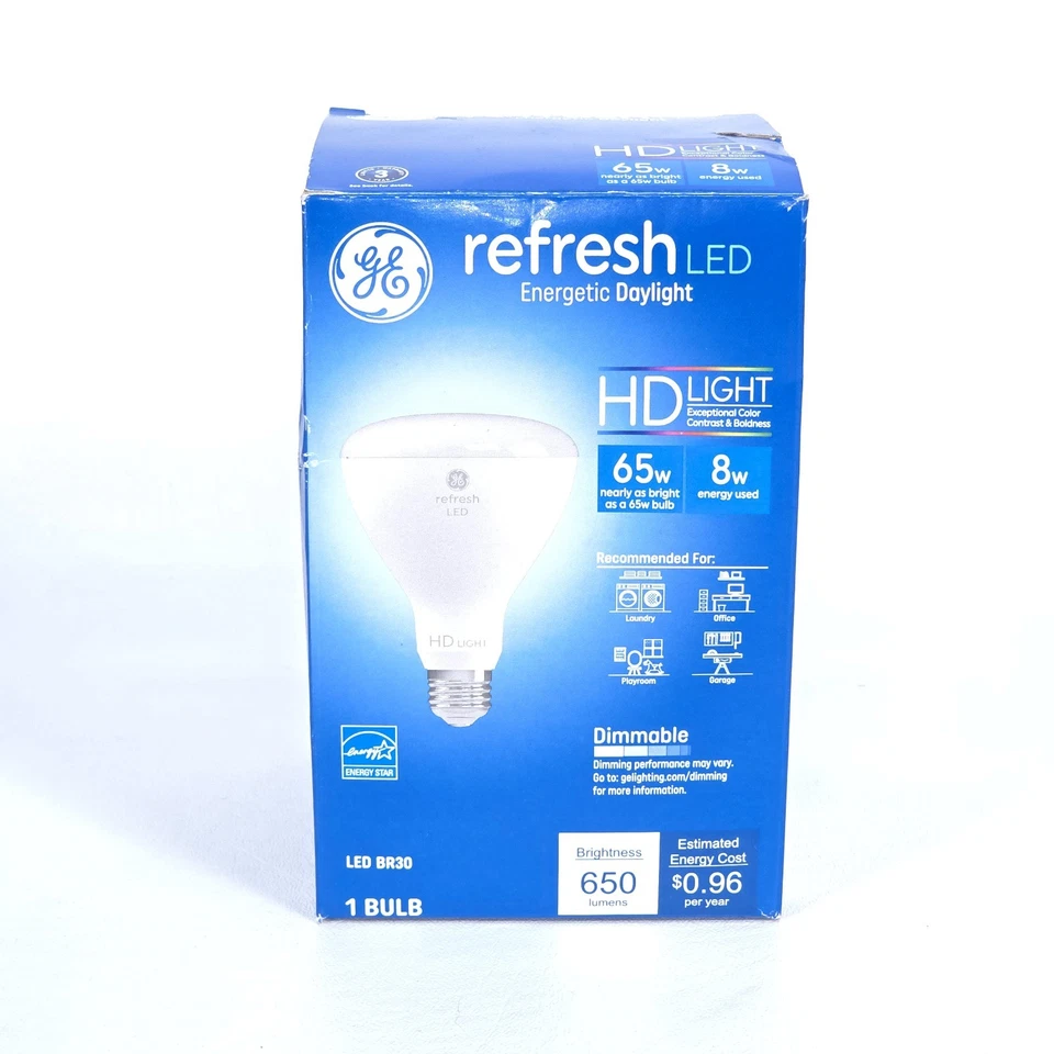 GE Refresh LED Daylight HD Light Bulb BR30 8W 65W Replacement 650 Lumen Dimmable - Image 1 of 4