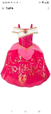 Disney Store Aurora Bella Durmiente Rosa/Dorado Disfraz Vestido Halloween Talla 5/6 Foto 1 de 4