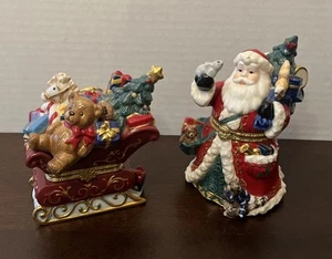 Traditions 2 Porcelain Decorative Santa Clause & Sleigh Christmas Trinket Box - Picture 1 of 18