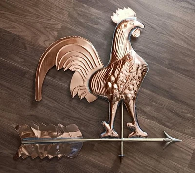 Rooster  Weathervane Copper Metal 24 Inch Roof Garden  Yard Wall  Decor - Image 1 of 3