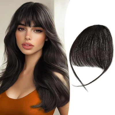 Echthaar Pony, Clip in Bangs, Remy Haar, natürlich Schwarz, Damen - Bild 1 von 2