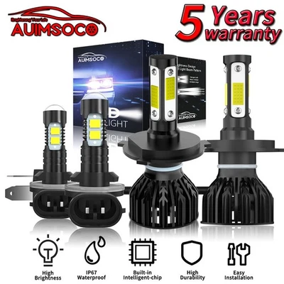 For Chevrolet Aveo 2004-2008 LED Headlight Kit + Fog Light Bulbs Combo 24000LM - Image 1 of 4