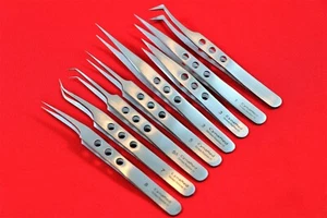 German 8ea Anti-static Tweezers Set Maintenance Repair Stainless Steel Tools Kit - Picture 1 of 5