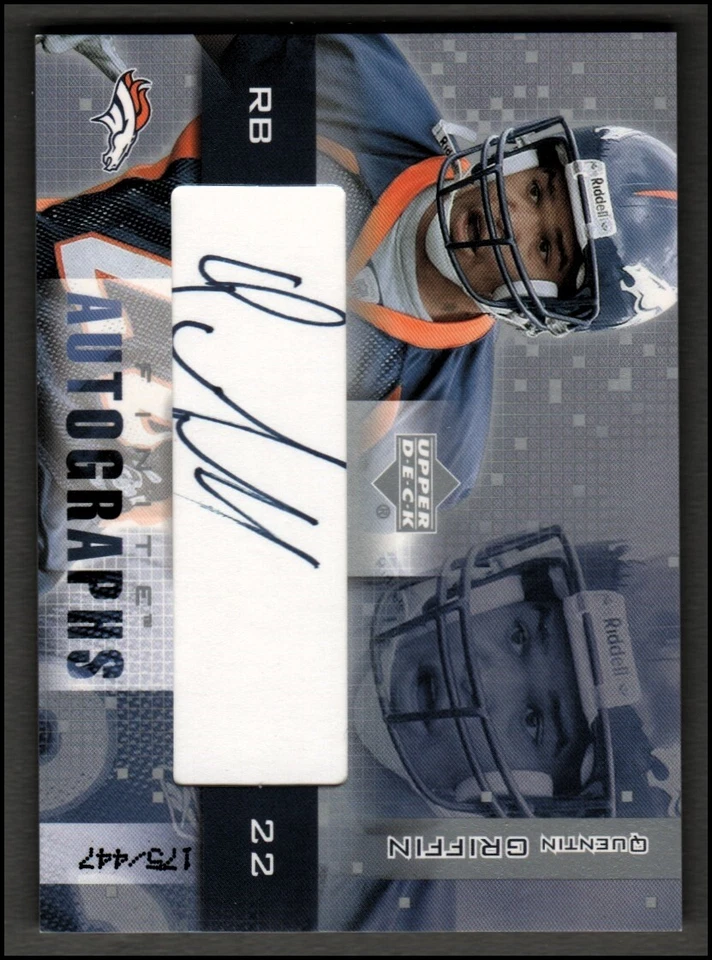 2003 Upper Deck Finite Autographs #QG Quentin Griffin Auto /447 - NM-MT - Image 1 of 2
