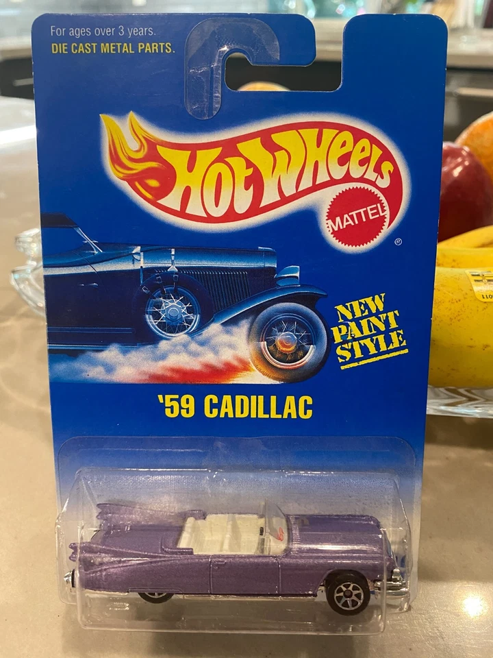 Hot Wheels '59 1992 Cadillac No. 266 paredes negras púrpuras 7 radios Foto 1 de 1