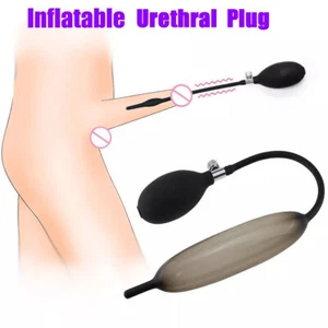 Male Silicone Inflatable Urethral Pump Plug Sounding Stretcher Urethral Sex Toys - Picture 1 of 14