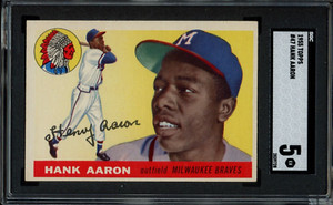 1955 Topps #47 Hank Aaron SGC 5 HOF Milwaukee Braves (2nd Year) Baseball Card