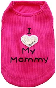 Dog Shirts Slogan Vest I Love My Daddy/Mommy Cute Heart T-Shirt Clothes for Chiu - Picture 1 of 4