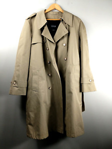 Austin Manor Mens Heavy Trench Coat 44L Tortoise Button/Belted, Faux Fur Lined
