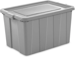 Confezione da 4 Tuff1 Portaoggetti, Pattumiera Impilabile in Plastica con Coperchio, 30 Galloni - Foto 1 di 6