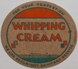 Vintage milk bottle cap WHIPPING CREAM generic #5 unused new old stock condition - Picture 1 of 2