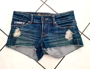 REFUGE blue Stretch Denim Ripped Shorts Size 8 - Picture 1 of 3