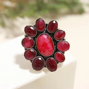 Natural Ruby Gemstone 925 Sterling Silver Jewelry Ring Gift For Anniversary - Picture 1 of 4