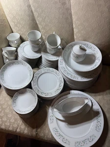 Sango Flower Garden Oxford Pink Blue 535 12 Place Setting Set (81 Pieces)- READ - Picture 1 of 15