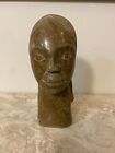 Vintage Carved Stone Sculpture Bust African Woman Face Statuette Modern Figure